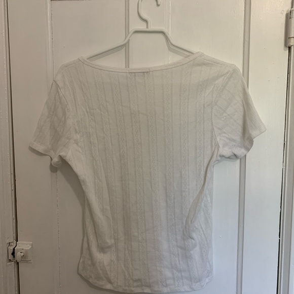 White Henley-Style Tee - Picture 6 of 6